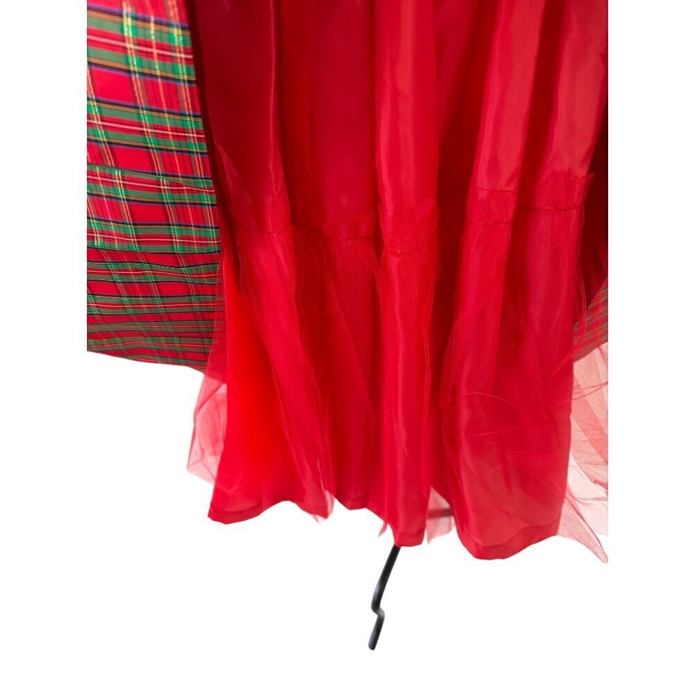 Vintage Plaid Taffeta Skirt Womens Size Small Crinoline Red High Waisted Holiday - Picture 10 of 14